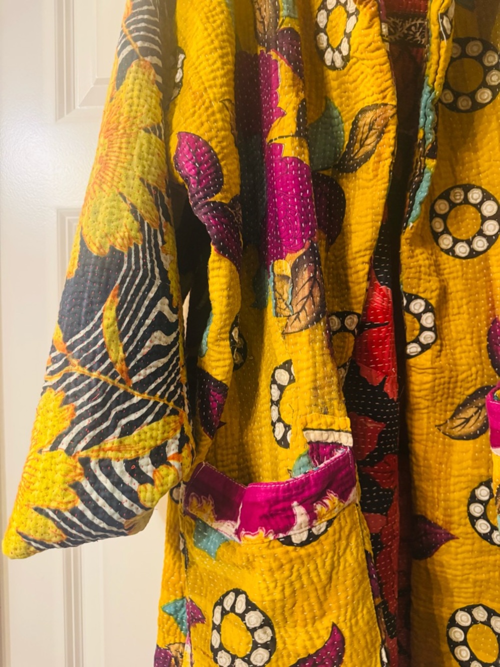 Vibrant Yellow Patchwork Quilt-Style Jacket - Picture 2 of 11